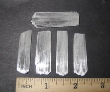5 RARE NATURAL ROUGH 1.5"-1.7" SCOLECITE CRYSTAL POINT TIPS INDIA ~ 19.8grams *3