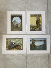 Lot 4 Affiches Rocky Mountaineer - Jode Thompson - Style Vintage - Neuf 11x14"