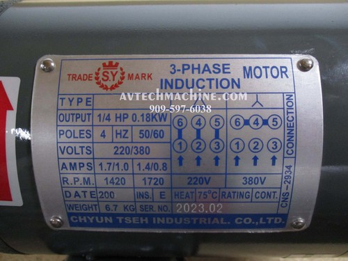 0B443B210A1_CYP-12AVB Chyun Tseh Industrial Pump & Motor 1/4HP 3PH 220V - Picture 4 of 5