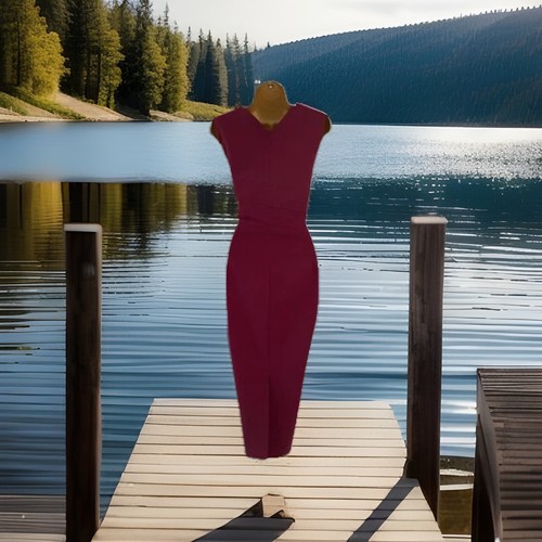 KAREN MILLEN BURGUNDY STRUCTURED MIDI PENCIL DRESS UK 16 (US 12) EUR 44 NWT - Picture 11 of 20