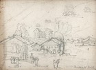 Les Diablerets - Switzerland - Small Antique Pencil Drawing - 19th Century
