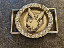 Playboy Bunny Spinning Vintage Rhinestone Belt Buckle