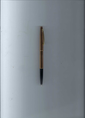 Pentel  R7 Gold Anodized Aluminum W/Black PinStripes Refillable Rolling Ball Pen - Picture 2 of 5