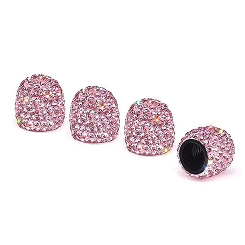 Valve Cap Cap Clay + Rhinestone Dust-Proof Pink Sealing Tire Brand New - Picture 3 of 6
