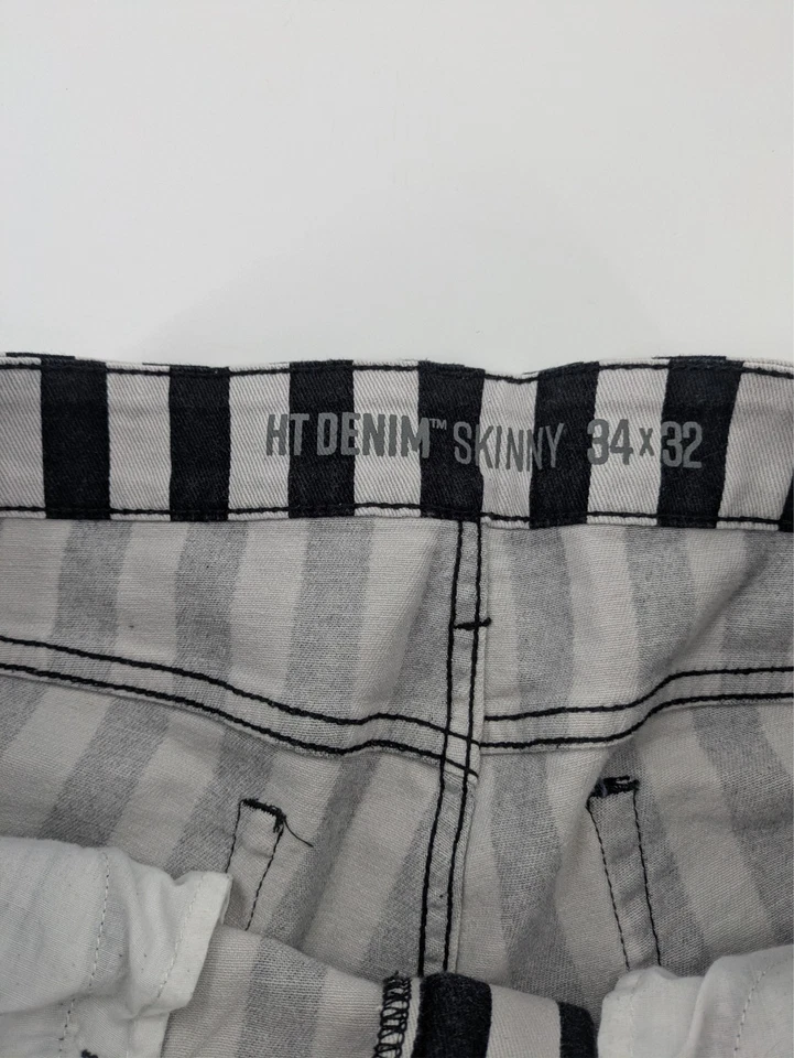 Jeans ajustados a rayas blancas y negras Ht Denim 34X32 emo Y2K Foto 2 de 4