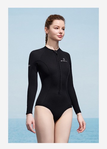 Damen Neoprenanzug 2mm Einteiler Langarm Shorty Neoprenanzug Badeanzug UV Tauchanzug - Bild 16 von 26