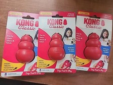 Lot Of 3 Kong  Classic Small Dog Treat Dispensers Red 100% Charity 