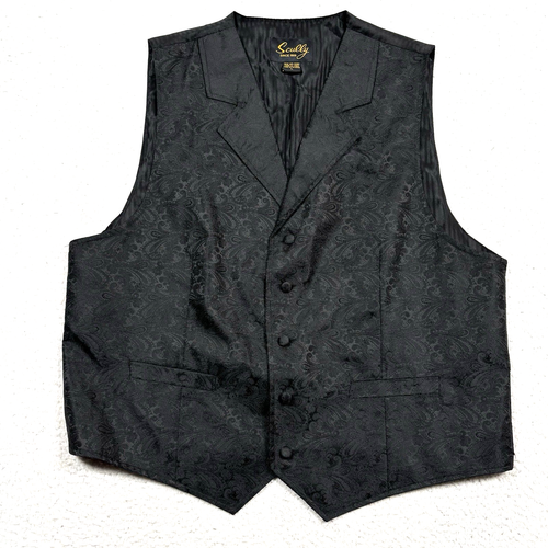 Scully Western Paisley Button Vest Men L (FITS M) Adjusts Waistcoat Rodeo Cowboy - Picture 2 of 14