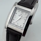 Bulova Quartz Watch 96L59 Women Silver Steel Rectangle Leather Analog New Batter