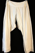 LONG VICTORIAN-EDWARDIAN WHITE COTTON BLOOMERS