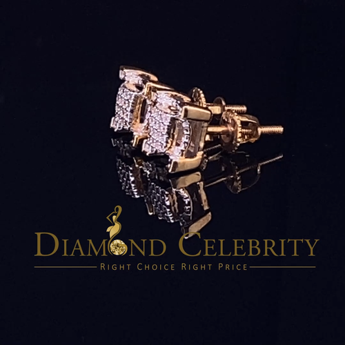stud Earrings 10K Real Yellow Gold with 0.10CT Real Diamonds Men's/Women's - Video 1 of 1