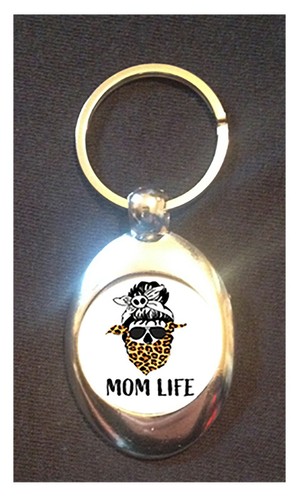 MOM LIFE - DIVERTIDO TOKEN DE CARRO DE COMPRAS REUTILIZABLE £1 - CALAVERA BANDANA ESTAMPADO DE LEOPARDO - Imagen 2 de 2