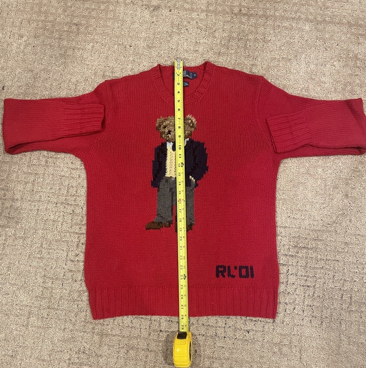 Vintage Polo Ralph Lauren Bear Hand Knit sweater M/L 01 EUC Vintage Polo Ralph Lauren Bear Hand Knit sweater M/L 01 EUC