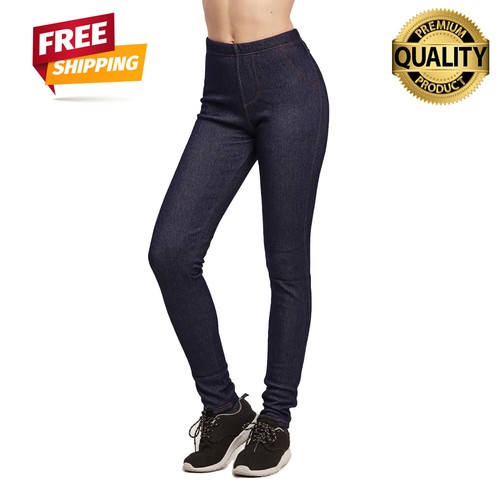 Pantalone donna jeggings caldo pile polare denim look leggings termici elasticizzato - Foto 12 di 14