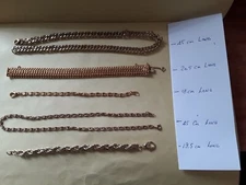 JOB LOT OF 5 STUNNING GOLD COLOURED PLATED CHAINS VARIOUS DESIGNS