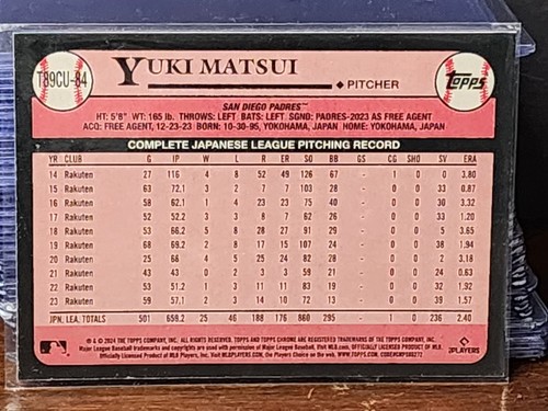 2024 Topps Update Series - Chrome Silver Pack #T89CU-84 Yuki Matsui (RC) - Foto 2 di 2