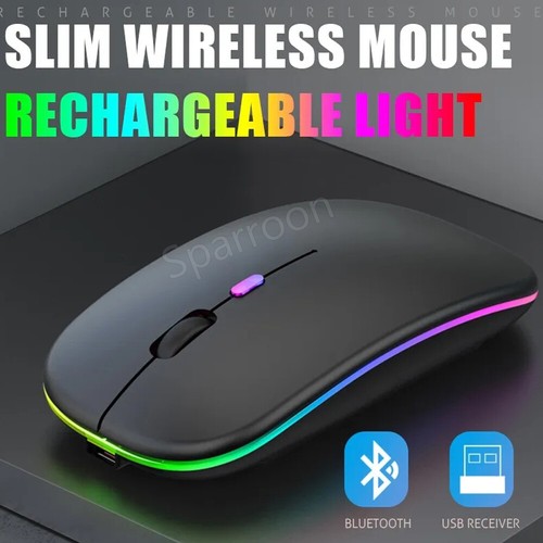 2.4GHz Bluetooth Wireless Optical Mouse USB Rechargeable RGB Mice for PC Laptop - Picture 9 of 61