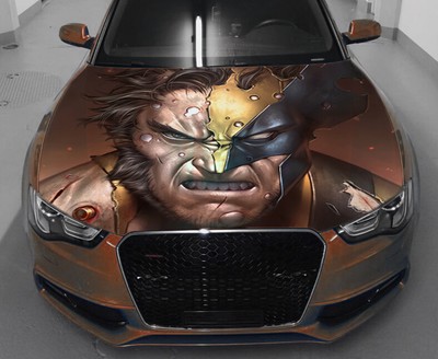 Vinyl Car Hood Wrap Full Color Graphics Decal Incredeble Hulk Face Sticker