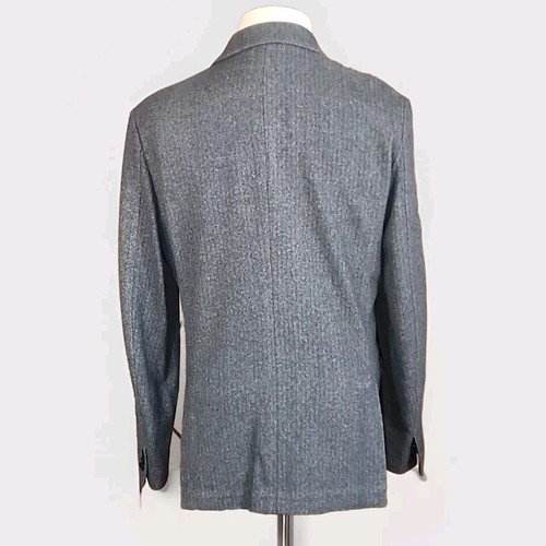 THEORY - Herren Wollmischung grau Fischgrät Sport Mantel - Chirurgen Manschetten - 42R - Bild 5 von 13
