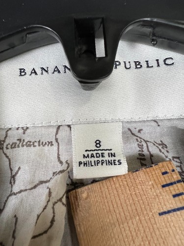 Chaqueta de mezclilla Banana Republic para mujer 8 marrón abotonada mangas largas solapa de muesca - Imagen 16 de 18