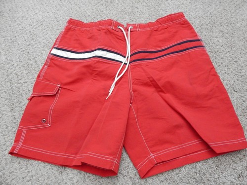 TOMMY HILFIGER FLAG RED MENS BOARD SHORTS SWIM TRUNKS SIZE LARGE WITH MESH LINER - Picture 1 of 12
