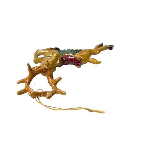 Vintage Reindeer Ornament Mistletoe Resin Carousel Assortment 5" Hanging Decor - Picture 5 of 7
