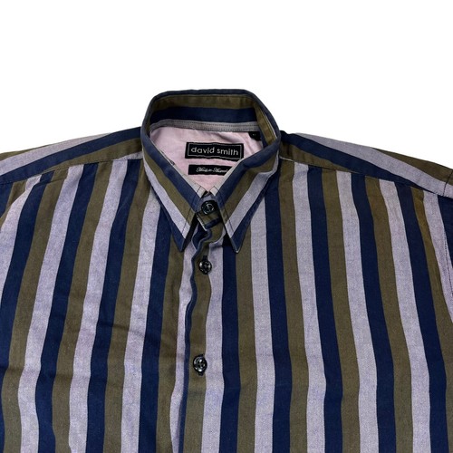 David Smith Made In Australia Purple Striped Long Sleeved Shirt Size M - Picture 2 of 8