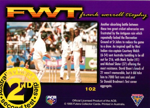 1995 1996 WEST INDIES Cricket Card COURTNEY WALSH Frank Worrell Trophy - 第 2/3 張圖片