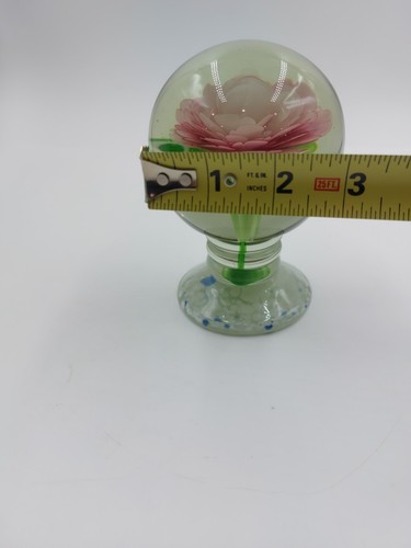 Millville Style Pedestal Crimped Pink Rose paperweight Confetti Base (7549) - Picture 12 of 12