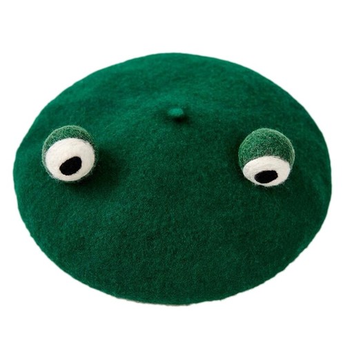 Fall Winter French Beret Hat for Women 3D for Frog Eyes Artist Cartoon Pumpkin C