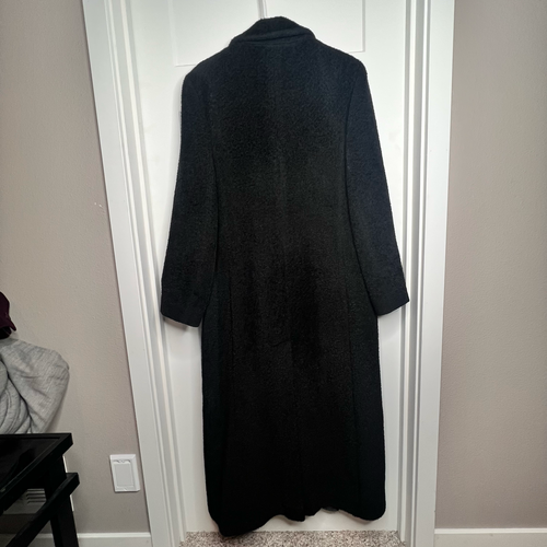 Jones New York Black Trench Coat Size 14 - Wool/Alpaca Suri -Vintage Hide Button - Picture 9 of 21