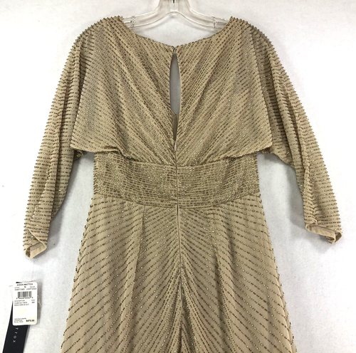 Vestido Aidan Mattox Mujer M Maxi Cuentas Doradas con Tren Formal Elegante Fiesta Boda - Imagen 4 de 24