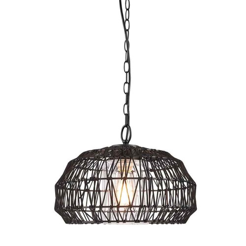 Novogratz x Globe Diego 1-Light Matte Black Outdoor Indoor Plug-In Pendant - Picture 1 of 9