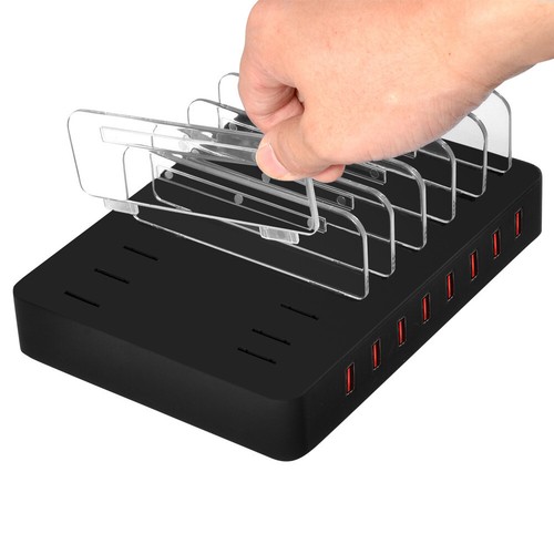 96W Soporte Desmontable 8 Puertos USB Cargador de Pared Dock para iPad Múltiples Dispositivos - Imagen 10 de 10