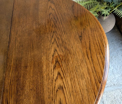 Antique Drop Leaf Oak Dining Table - Oval - Gate Leg - Delivery Available - Picture 12 of 19