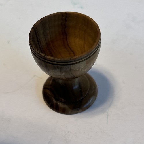 Vintage Handcrafted Olive Wood Egg & Holder Bethlehem Israel Religious T119 - Picture 6 of 16