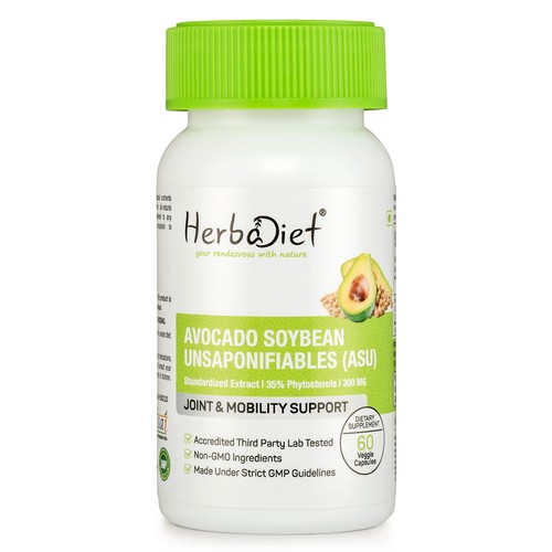 Avocado Soybean Unsaponifiables ASU 35% Phytosterols Capsules Joint Support - Picture 1 of 4