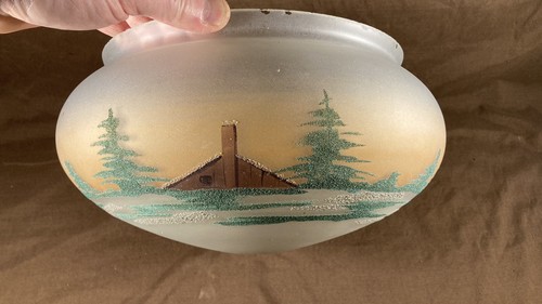Rare Antique Ceiling Light Fixture Cabin Woods Dome Globe Shade Arts Crafts - Picture 17 of 19