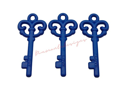 10 Pcs - 61mm Opaque Acrylic Valentines Love Key Princess Pendant Plastic Key - Picture 9 of 13