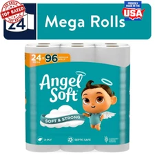 24 Mega Rolls 2 Ply Toilet Paper Soft Strong Septic Safe Bulk Bath Tissue New