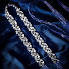 Vintage Crystal Bridal Sash Belt Handmade Rhinestone Banquet Wedding Dress Belts