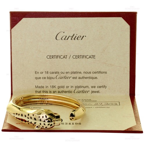 CARTIER Panthère de Cartier Garnet Onyx Lacquer Bangle Bracelet Box Papers - Picture 4 of 8