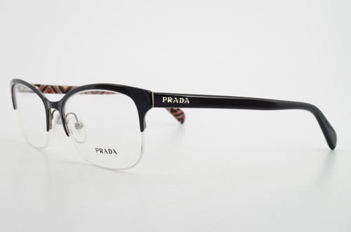 PRADA Brille VPR 60P 52-17 FAR 1O1 140 Cat Eye Lady Black Half Rim +Case - Bild 5 von 13