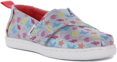 Toms winzige Alpargata Pastell Charm Reifen Schlaufen Mädchen Schuhe blau Multi UK 1 - 13