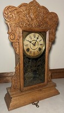 Antique 8 Day Signed Gilbert Gingerbread Kitchen Parlor Mantel Shelf Clock