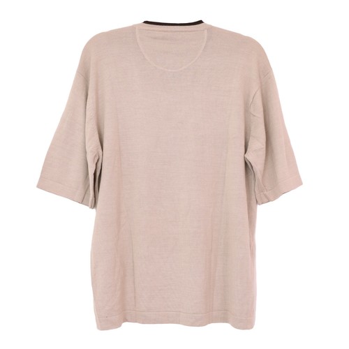 PERRY ELLIS Silk Cotton Blend Sweater L V-Neck Short Sleeve Taupe Brown B89 - Picture 2 of 5