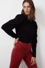 VELVET By Graham & Spencer Tracie Shirred Sleeve Top Black S $128 D15