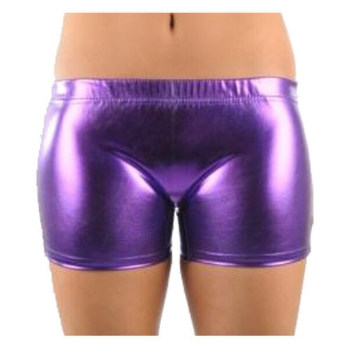 Womens Pvc Dance Metallic Shorts Wet Look Gym Wear Shiny Hot Pants - Picture 8 of 8