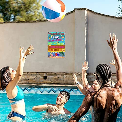Tin Sign, Swimming Pool Metal Tin Sign, Decor Pool Gifts for Pool Pool Rules - Picture 3 of 7