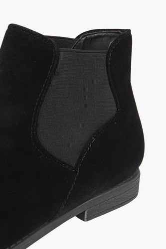 Boohoo Womens Lily Flat black Suedette velvet Chelsea ankle Boots booties 6 36 - Picture 4 of 5